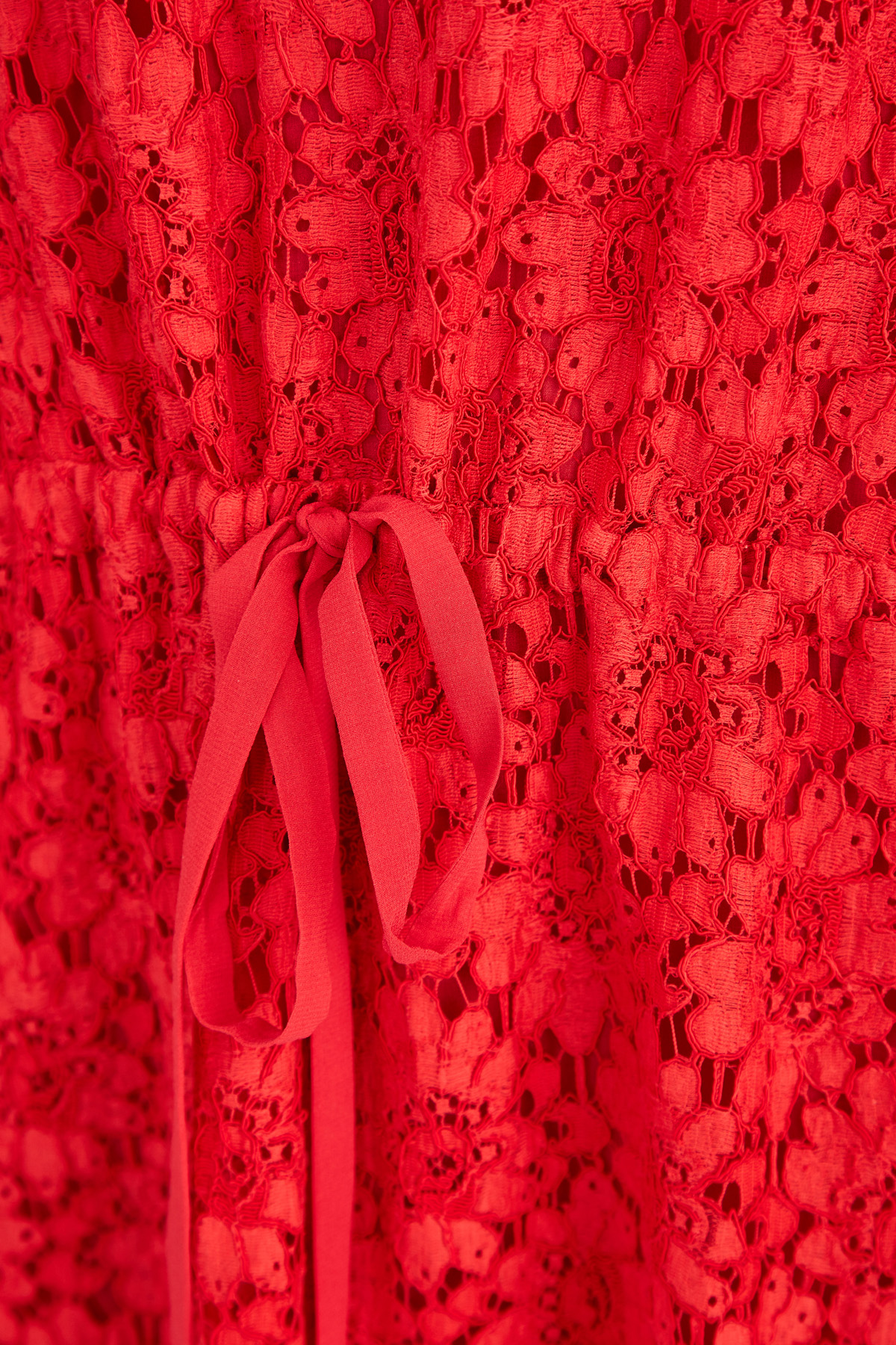 Платье из кружевного полотна Rebrodé ручной работы GUCCI, цвет красный, размер 48 - фото 3
